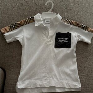 Burberry Kids Polo Shirt with Plaid and Black Pocket